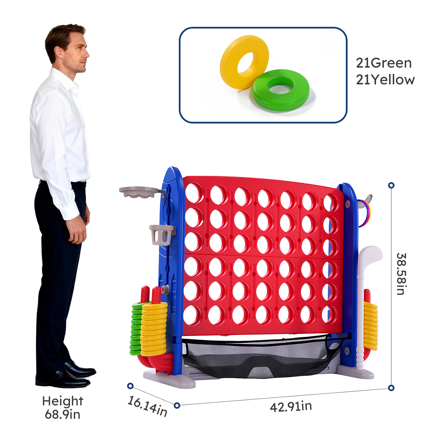 Juego Gigante 4 en 1: Canasta  - Giant Connect Four reseña y precio