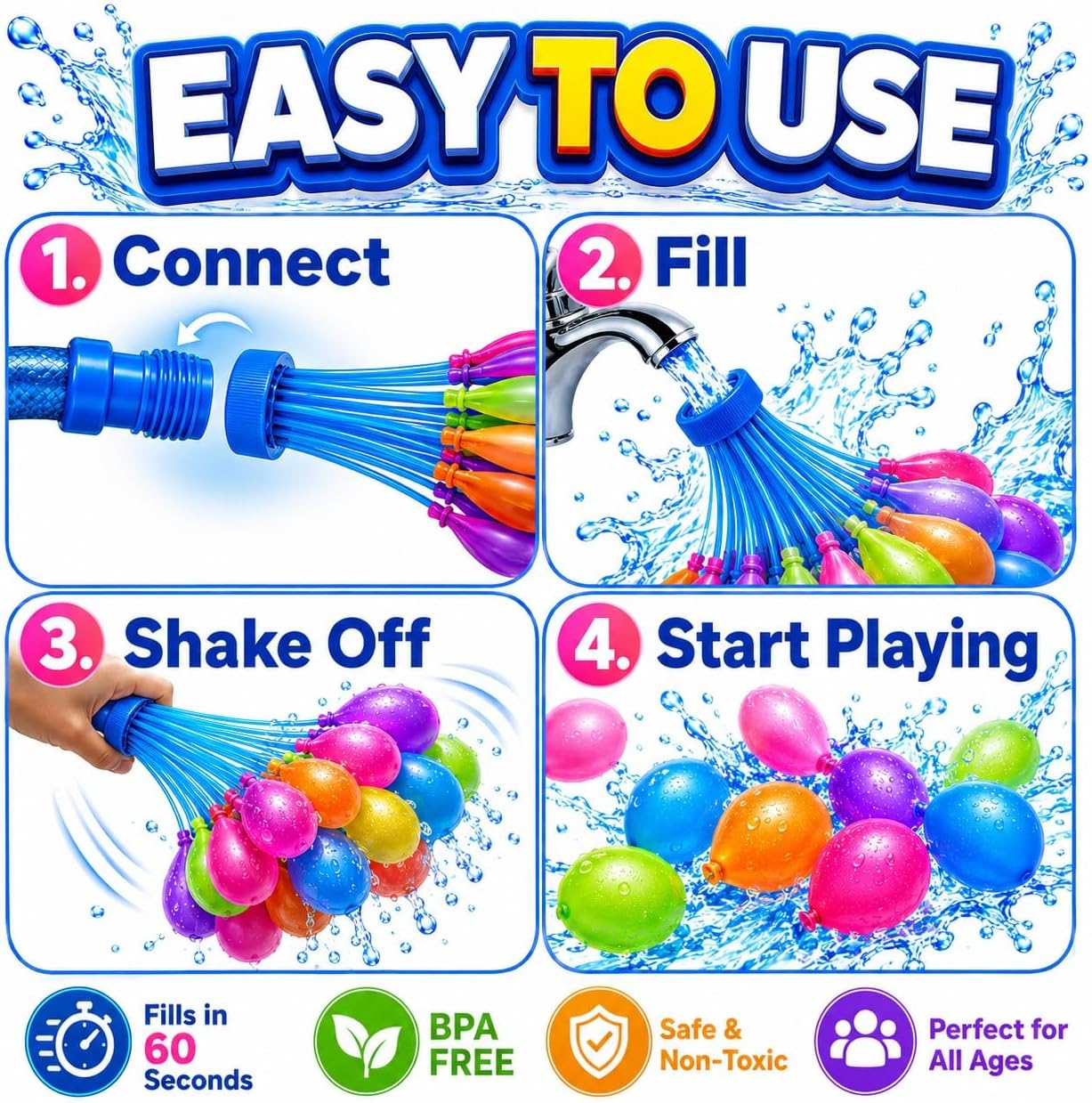 Globos de Agua de Relleno Rápi - Quick Games Party reseña y precio